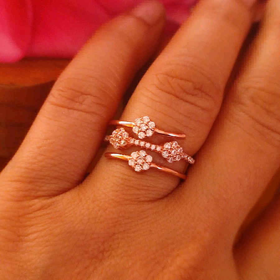 Rose Gold CZ Silver Ring